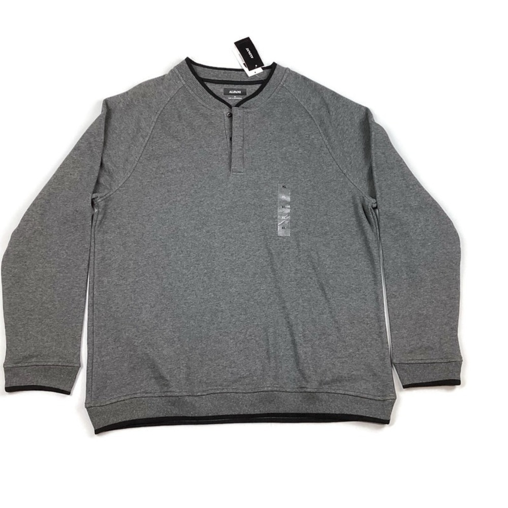 Alfani Gray Quarter Snap Pullover Henley Long Sleeve Top NEW!